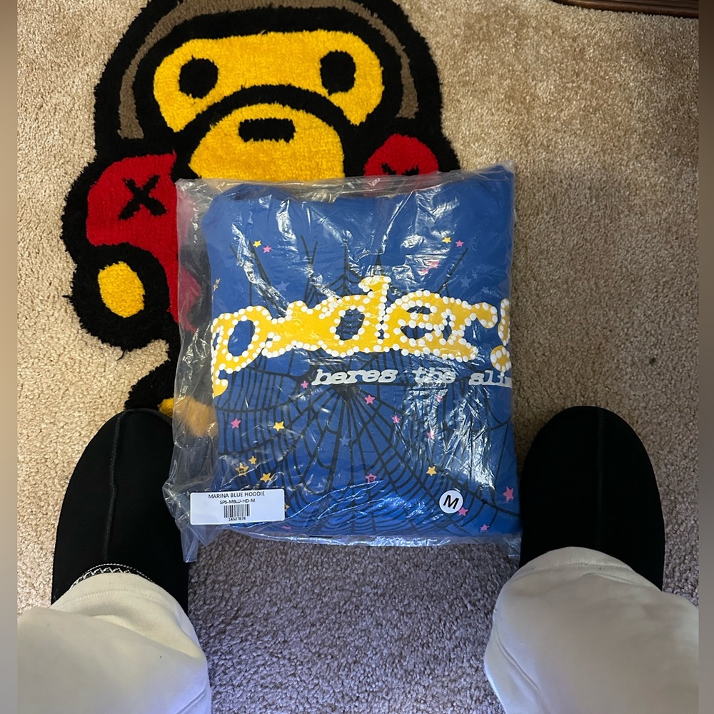 Spider Worldwide × Young Thug Sp5der TC Blue Hoodie Sz M 100% AUTHENTIC